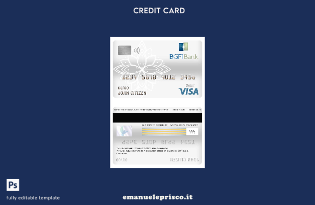 modello di carta di debito visto bancario Camerun BGFI in stile verificato